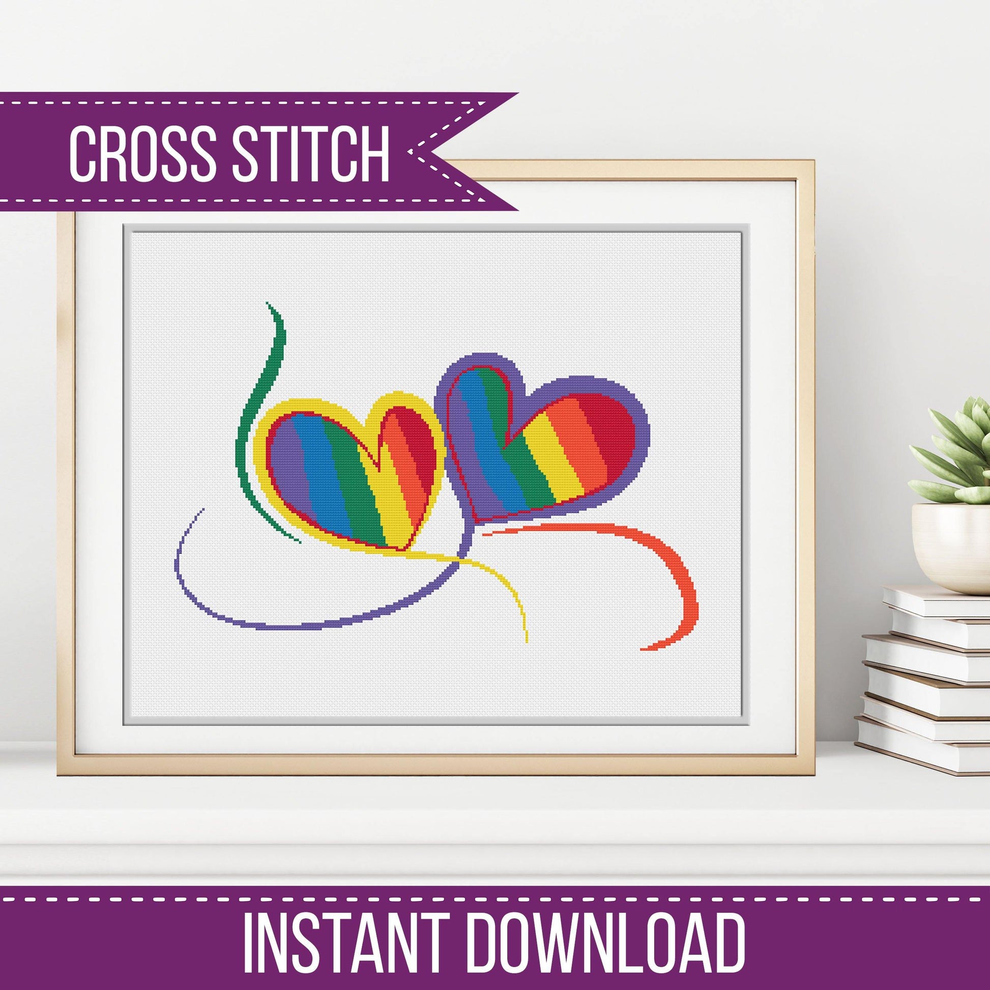 LGBT Hearts - Blackwork Patterns & Cross Stitch by Peppermint Purple