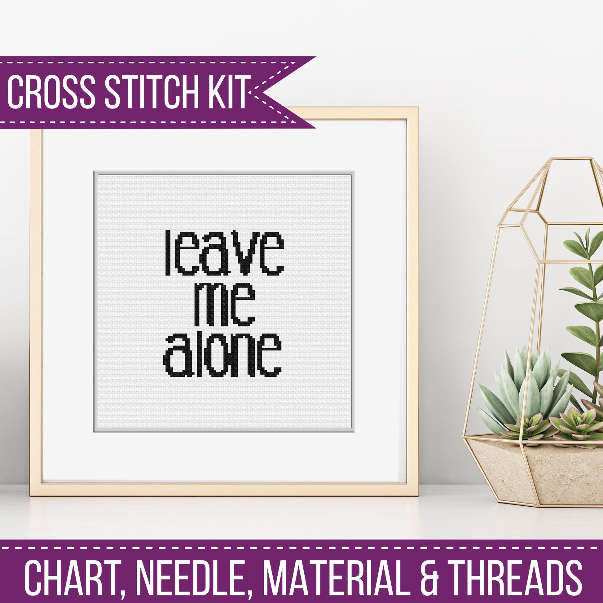 Leave Me Alone Kit - Blackwork Patterns & Cross Stitch by Peppermint Purple