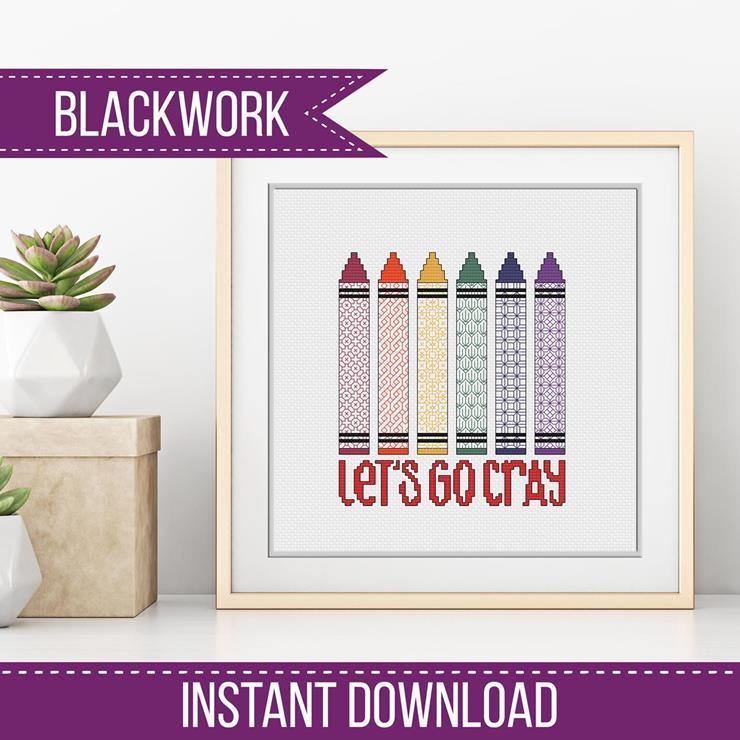 Let's Go Cray Blackwork - Blackwork Patterns & Cross Stitch by Peppermint Purple