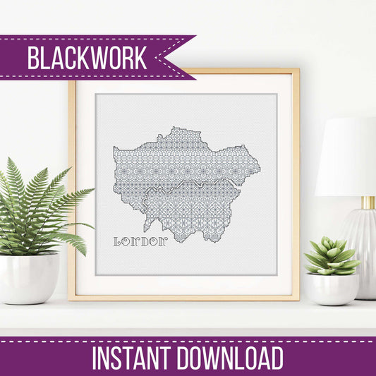 London Blackwork Pattern - Blackwork Patterns & Cross Stitch by Peppermint Purple