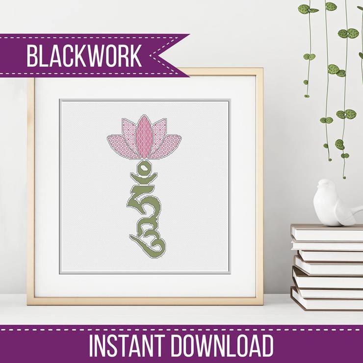 Lotus Hum - Blackwork Patterns & Cross Stitch by Peppermint Purple