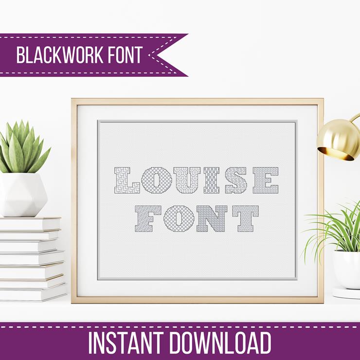 Louise Blackwork Font - Blackwork Patterns & Cross Stitch by Peppermint Purple