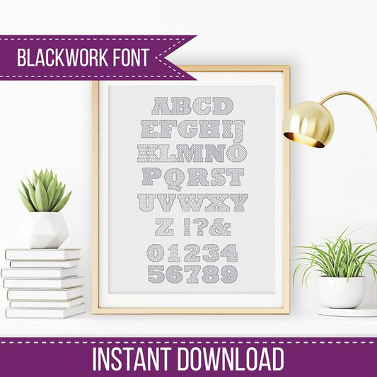 Louise Blackwork Font - Blackwork Patterns & Cross Stitch by Peppermint Purple