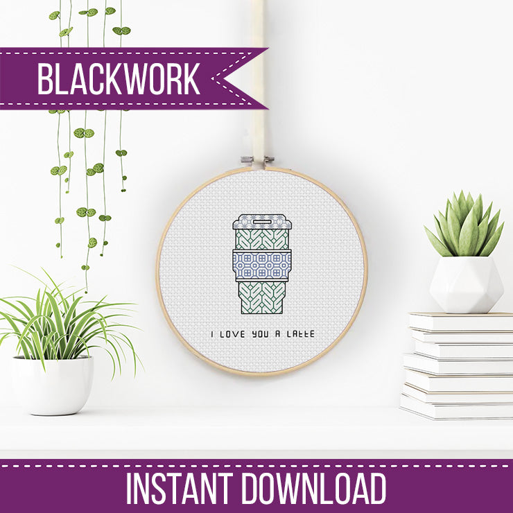 Love A Latte - Blackwork Patterns & Cross Stitch by Peppermint Purple