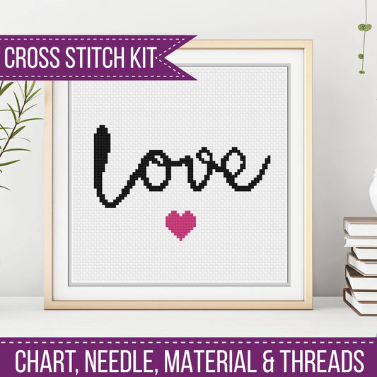 Love Cross Stitch Kit - Blackwork Patterns & Cross Stitch by Peppermint Purple