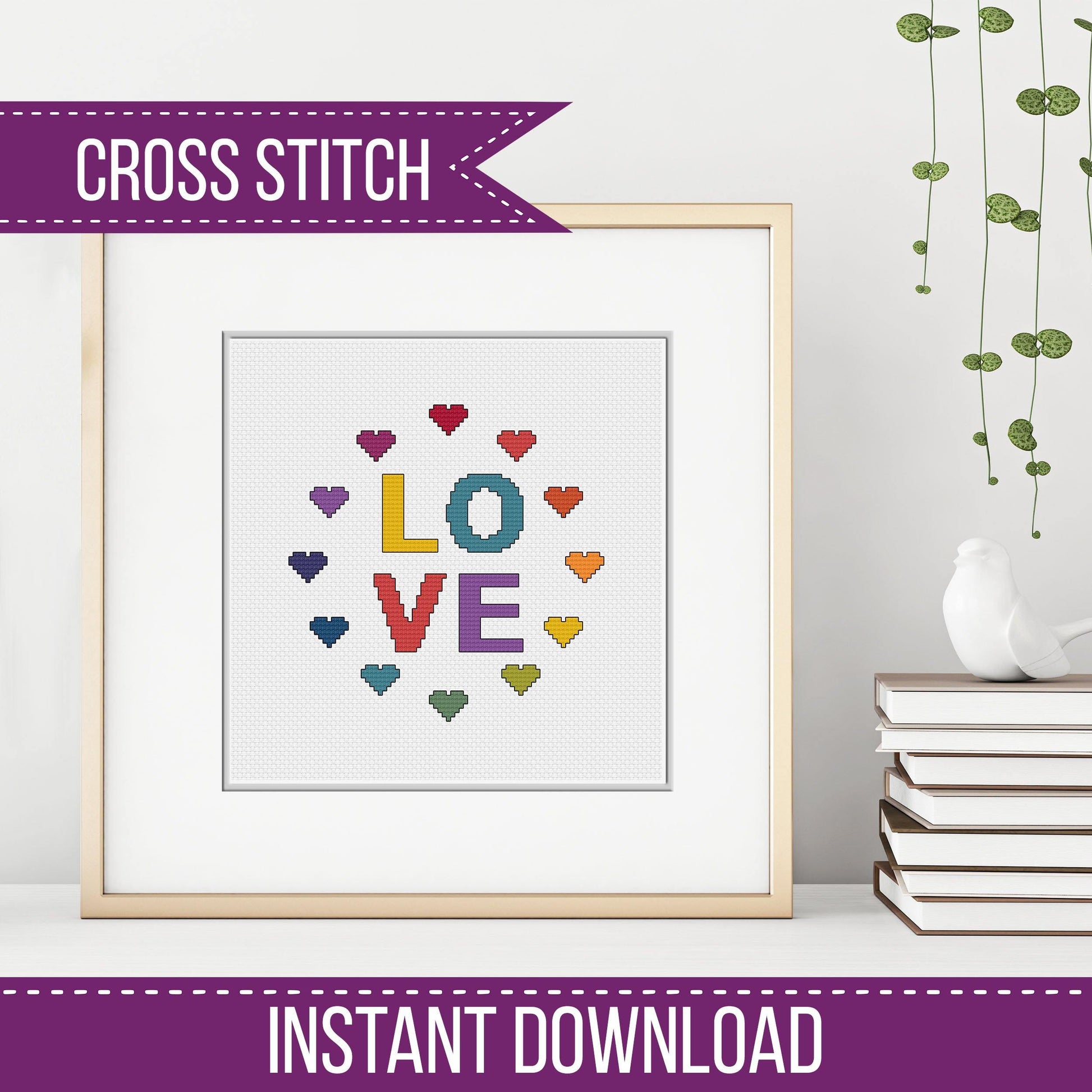 Love - Blackwork Patterns & Cross Stitch by Peppermint Purple