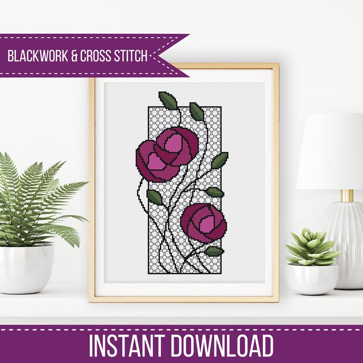Mackintosh Climbing Roses - Blackwork Patterns & Cross Stitch by Peppermint Purple