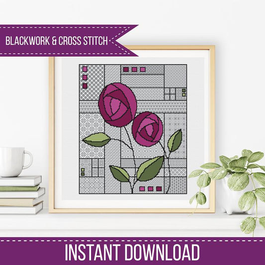 Mackintosh Roses - Blackwork Patterns & Cross Stitch by Peppermint Purple
