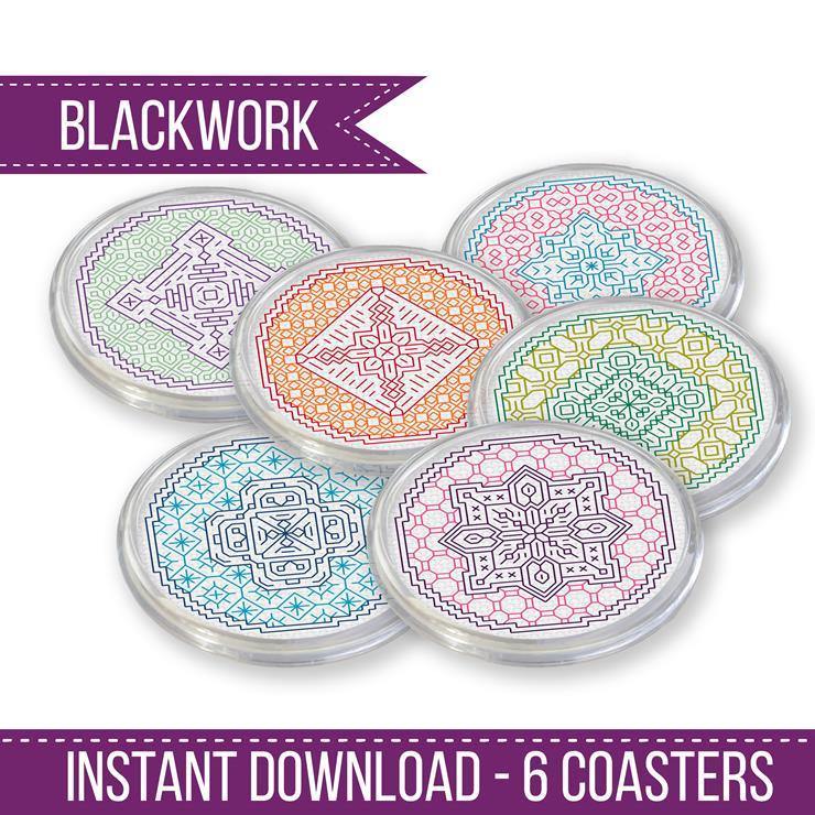 Mandala Coasters - Blackwork Patterns & Cross Stitch by Peppermint Purple