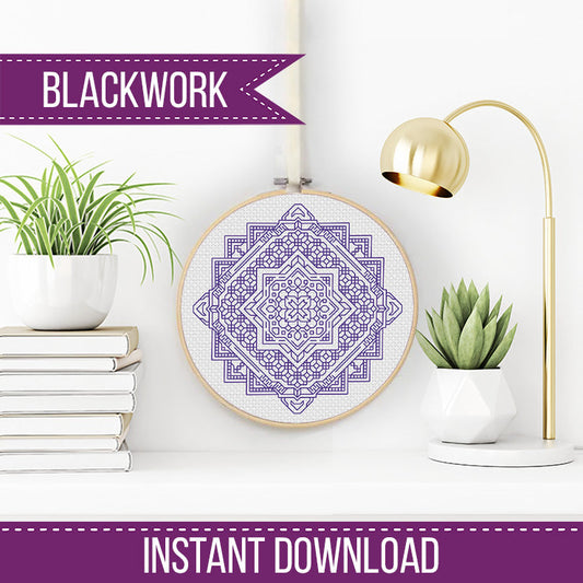Mandala in Blue Violet - Blackwork Patterns & Cross Stitch by Peppermint Purple