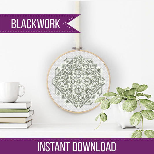 Mandala in Fern Green - Blackwork Patterns & Cross Stitch by Peppermint Purple