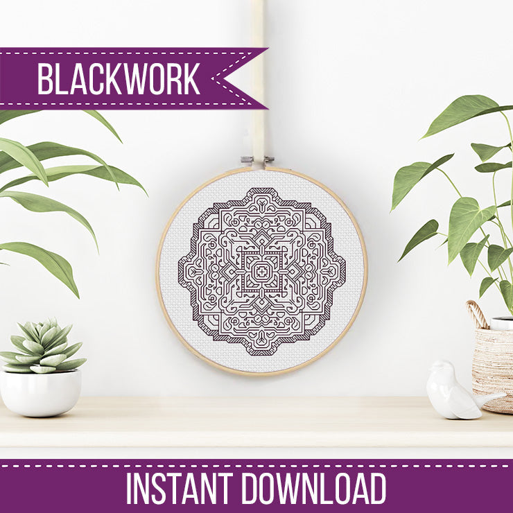 Mandala in Grape - Blackwork Patterns & Cross Stitch by Peppermint Purple