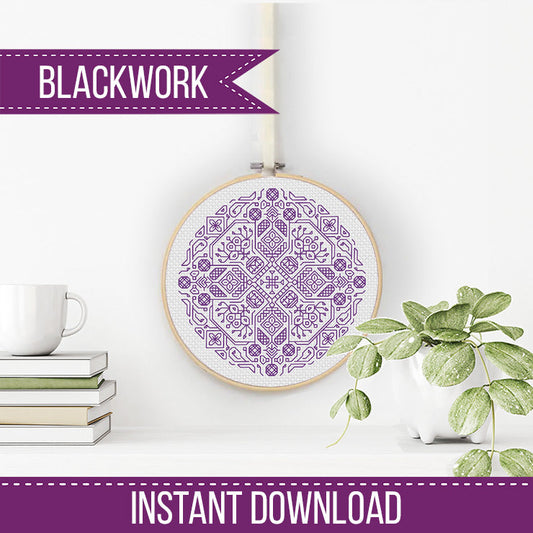 Mandala in Lavender - Blackwork Patterns & Cross Stitch by Peppermint Purple