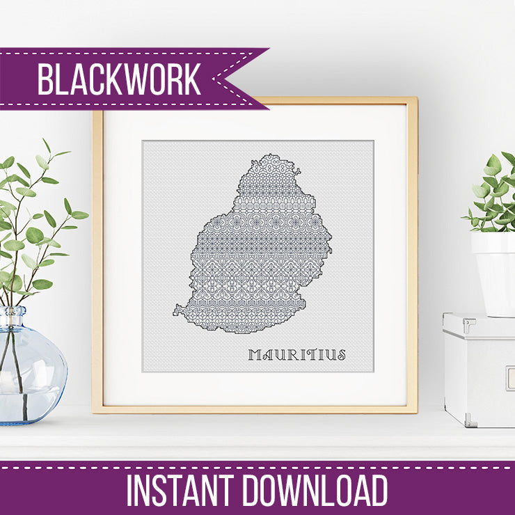 Mauritius Blackwork Pattern - Blackwork Patterns & Cross Stitch by Peppermint Purple