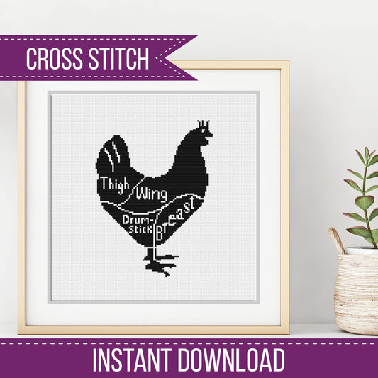 Meat Cuts - Chicken - Blackwork Patterns & Cross Stitch by Peppermint Purple