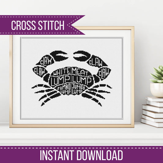 Meat Cuts - Crab - Blackwork Patterns & Cross Stitch by Peppermint Purple