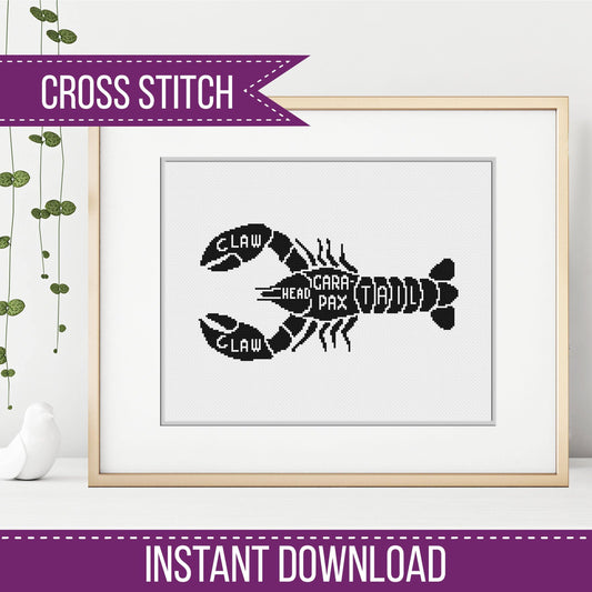 Meat Cuts - Lobster - Blackwork Patterns & Cross Stitch by Peppermint Purple