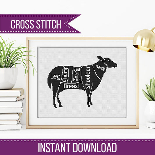 Meat Cuts - Sheep - Blackwork Patterns & Cross Stitch by Peppermint Purple
