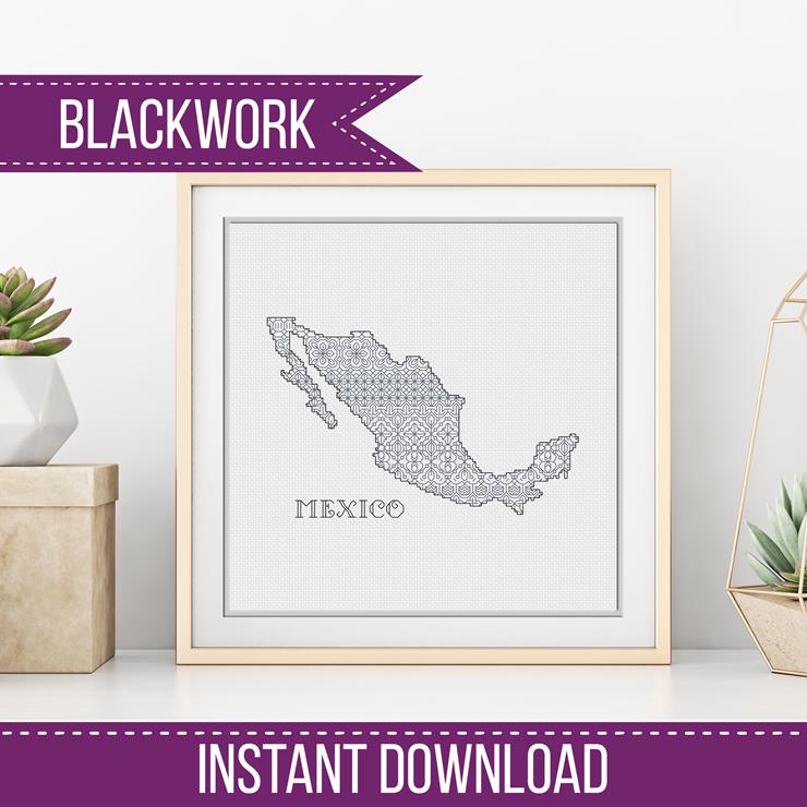 Mexico Blackwork Pattern - Blackwork Patterns & Cross Stitch by Peppermint Purple