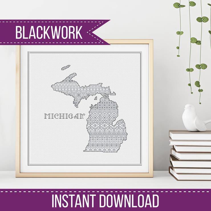 Michigan Blackwork - Blackwork Patterns & Cross Stitch by Peppermint Purple