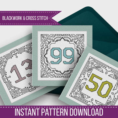 Milestone Card Set - Blackwork Patterns & Cross Stitch by Peppermint Purple