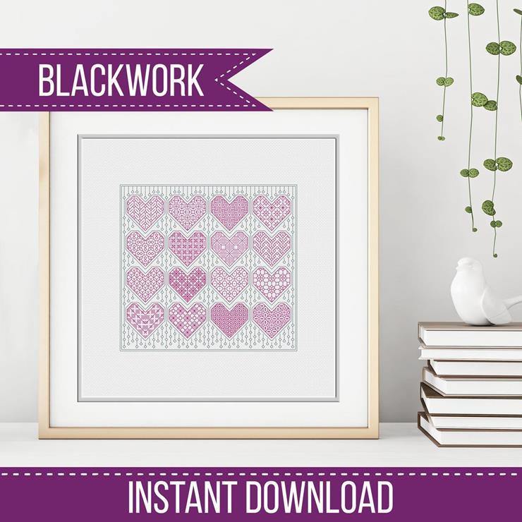 Mini Hearts - Blackwork Patterns & Cross Stitch by Peppermint Purple