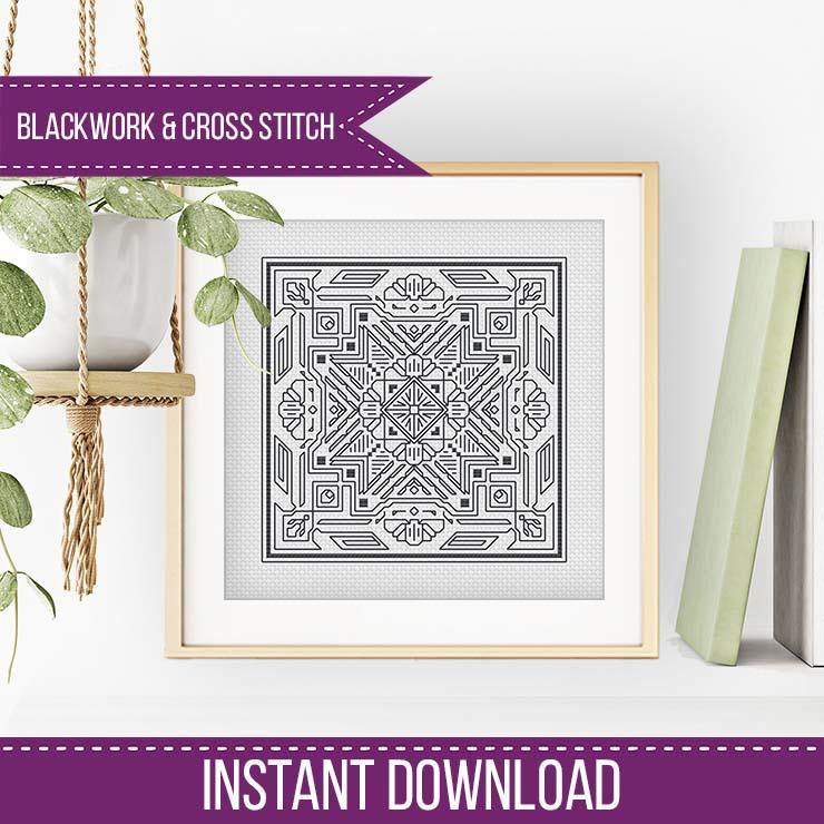 Mini Hints of Art Deco; Blackwork Pattern by Peppermint Purple