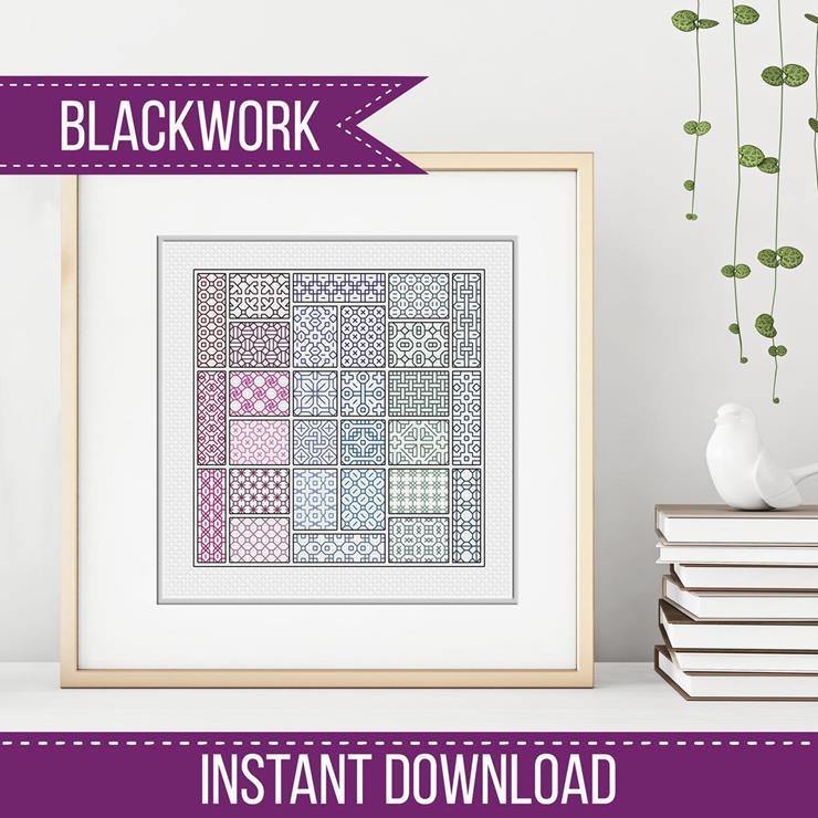 Mini Rainbow Quilt - Blackwork Patterns & Cross Stitch by Peppermint Purple