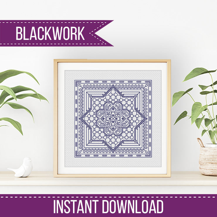 Mini Study In Cornflower - Blackwork Patterns & Cross Stitch by Peppermint Purple