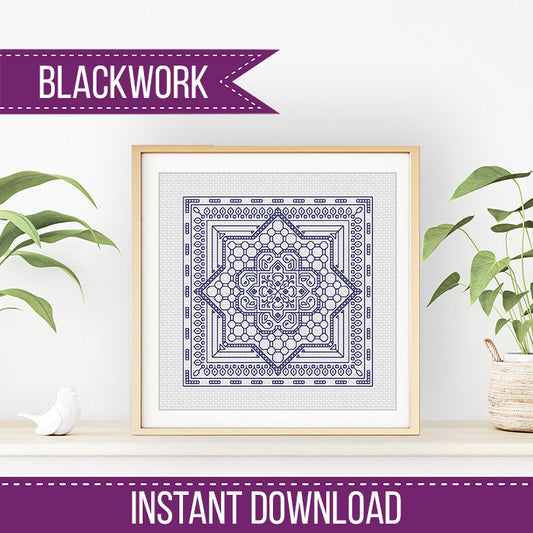Mini Study In Cornflower - Blackwork Patterns & Cross Stitch by Peppermint Purple