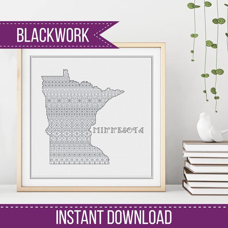 Minnesota Blackwork - Blackwork Patterns & Cross Stitch by Peppermint Purple
